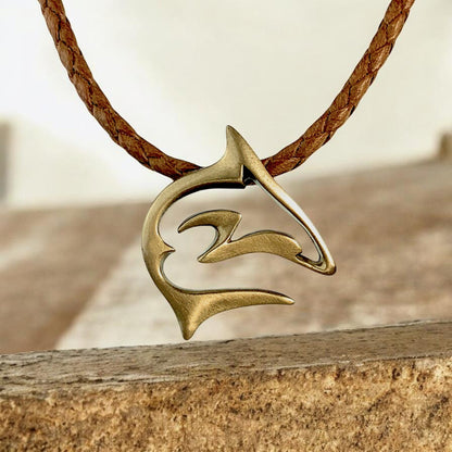 Reef Shark Necklace – "Frenzy" – Bronze on Cord - Big Blue