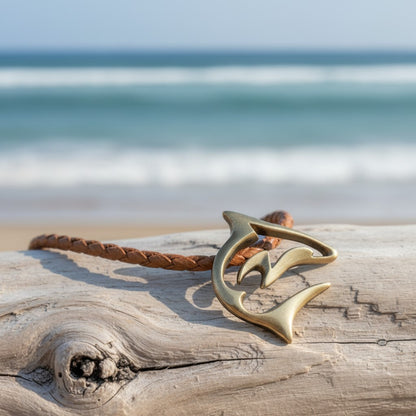 Reef Shark Necklace – "Frenzy" – Bronze on Cord - Big Blue