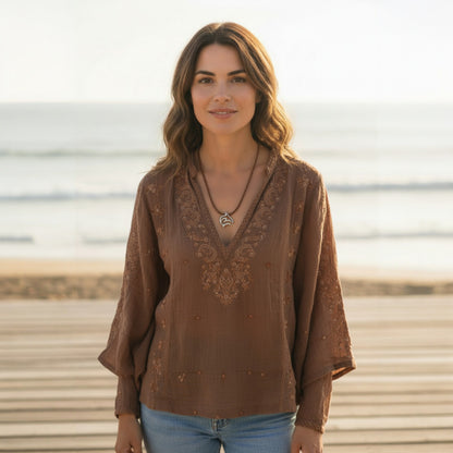 Reef Shark Necklace – "Frenzy" – Bronze on Cord - Big Blue