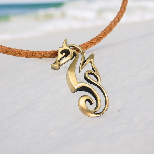 Seahorse Necklaces for Women Bronze- Seahorse Jewelry for Girls, Seahorse Gifts for Seahorse Lovers, Seahorse Charms, Seahorse Pendant - Big Blue