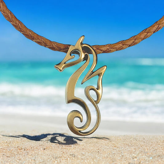Seahorse Necklaces for Women Bronze- Seahorse Jewelry for Girls, Seahorse Gifts for Seahorse Lovers, Seahorse Charms, Seahorse Pendant - Big Blue