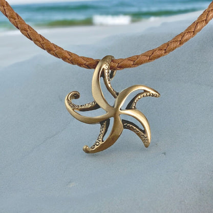 Starfish Necklace for Women Bronze- Sea Star Pendant, Starfish Necklace Charms, Beachy Necklaces, Sea Life Necklace, Starfish Gift - Big Blue