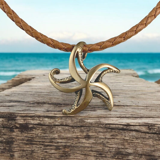 Starfish Necklace for Women Bronze- Sea Star Pendant, Starfish Necklace Charms, Beachy Necklaces, Sea Life Necklace, Starfish Gift - Big Blue