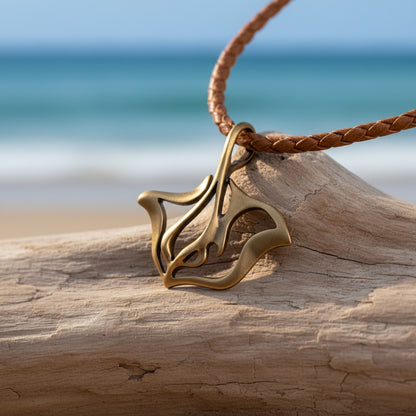 Stingray Cord Necklace - "Ray" - Bronze - Big Blue