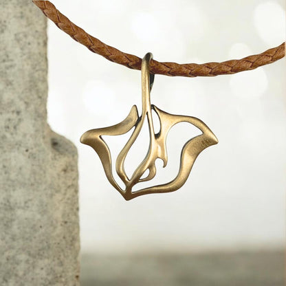 Stingray Cord Necklace - "Ray" - Bronze - Big Blue