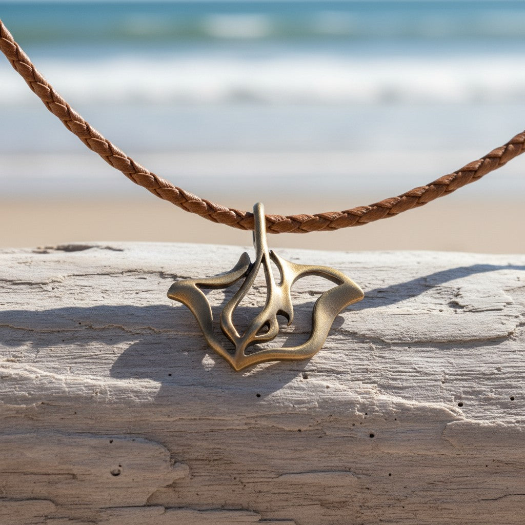Stingray Cord Necklace - "Ray" - Bronze - Big Blue