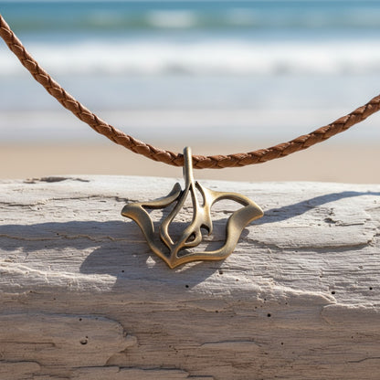 Stingray Cord Necklace - "Ray" - Bronze - Big Blue