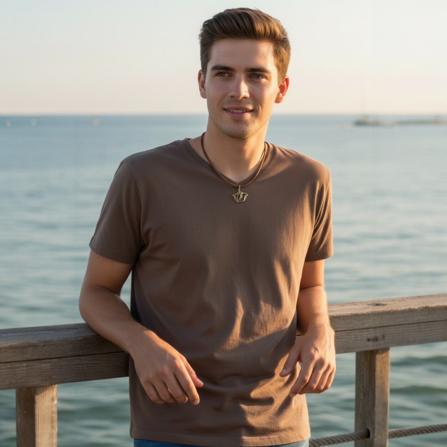 Stingray Cord Necklace - "Ray" - Bronze - Big Blue