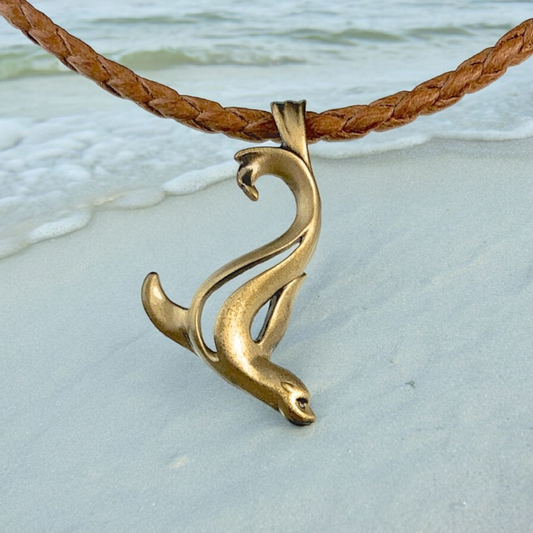 Sea Lion Necklace for Women- Bronze Sea Lion Pendant Necklace, Sea Lion Charms, Beachy Necklaces, Sea Life Pendant - Big Blue