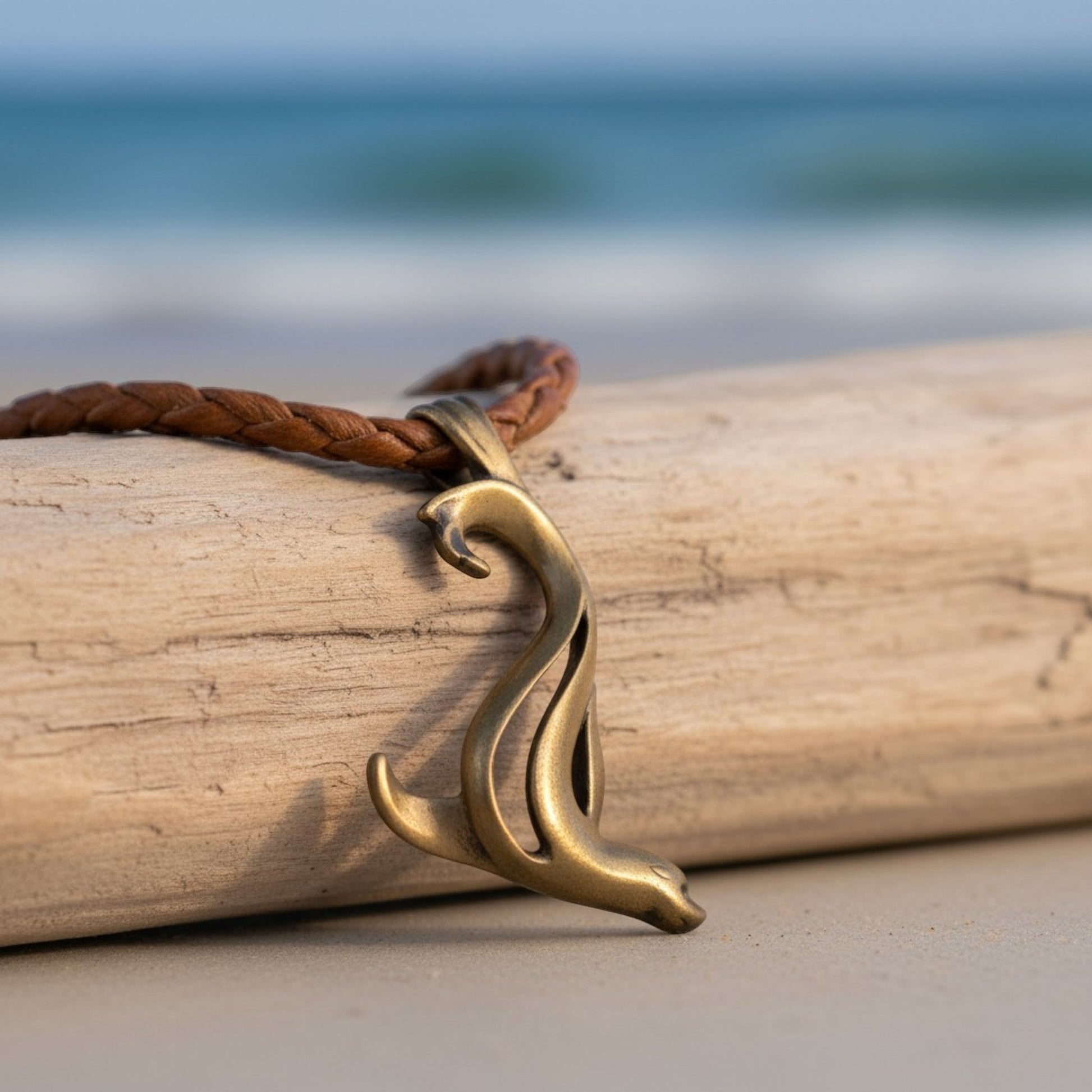 Sea Lion Pendant Necklace – "Salty" – Bronze on Cord - Big Blue