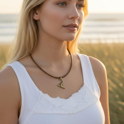 Sea Lion Pendant Necklace – "Salty" – Bronze on Cord - Big Blue
