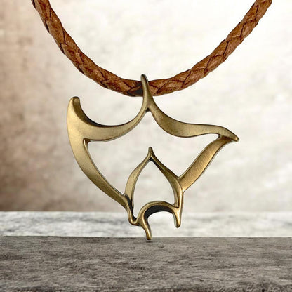 Manta Ray Cord Necklace - "Big Ray" - Bronze - Big Blue