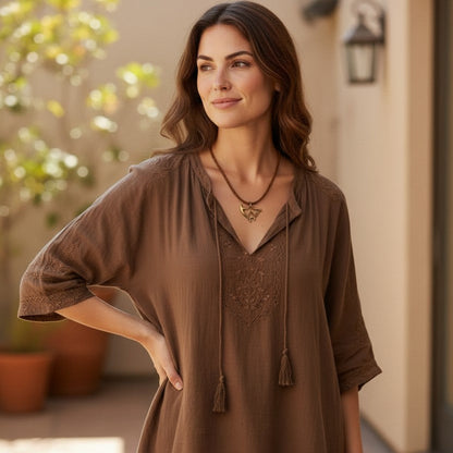 Manta Ray Cord Necklace - "Big Ray" - Bronze - Big Blue