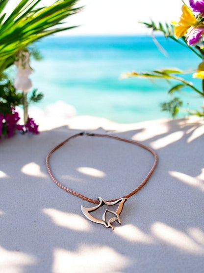Manta Ray Necklace for Women and Men- Bronze Stingray Necklace for Women, Bronze Stingray Pendant, Stingray Jewelry, Manta Ray Pendant, Scuba Jewelry - Big Blue