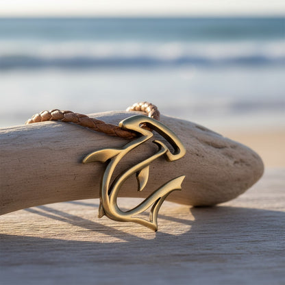 Hammerhead Shark Necklace - "The Hammer" - Bronze on Cord - Big Blue