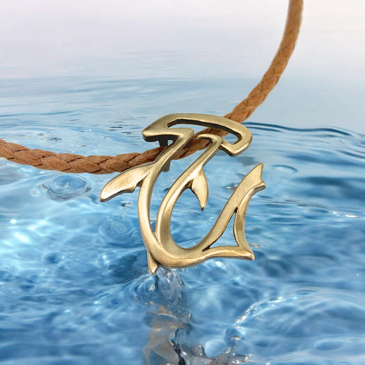 Shark Necklace for Men and Women- Bronze Hammerhead Shark Pendant for Men, Shark Jewelry for Women, Gifts for Shark Lovers, Scuba Diving Gifts - Big Blue