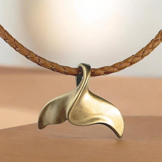 Whale Tail Pendant – Sealife Collection - Bronze on Cotton Cord - Big Blue