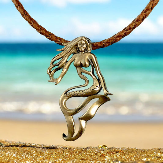Mermaid Jewelry for Women Solid Bronze- Mermaid Necklaces for Women, Mermaid Gifts for Adults,Bronze Mermaid Necklace, Little Mermaid Gift Ideas - Big Blue