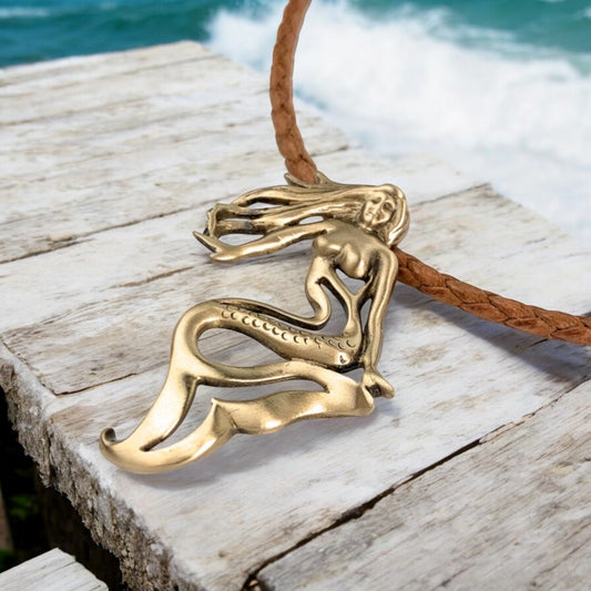 Mermaid Jewelry for Women Solid Bronze- Mermaid Necklaces for Women, Mermaid Gifts for Adults,Bronze Mermaid Necklace, Little Mermaid Gift Ideas - Big Blue