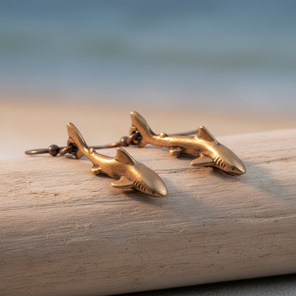 Shark Drop Earrings - Bronze - Big Blue