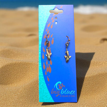 Shark Drop Earrings - Bronze