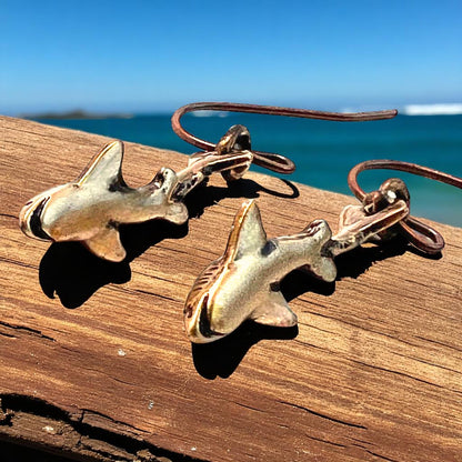 Shark Drop Earrings - Bronze