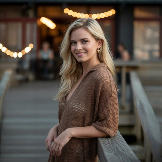 Turtle Drop Earrings – Ocean Traveler "Honu" Collection - Bronze - Big Blue