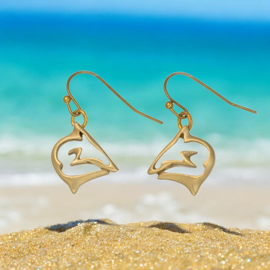 Bronze Shark Dangle Drop Earrings- Shark Jewelry, Gifts for Shark Lovers, Boho Jewelry, Sea Life Jewelry, Gifts For Divers - Big Blue