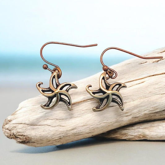 Starfish Drop Earrings – "Starry" – Bronze - Big Blue