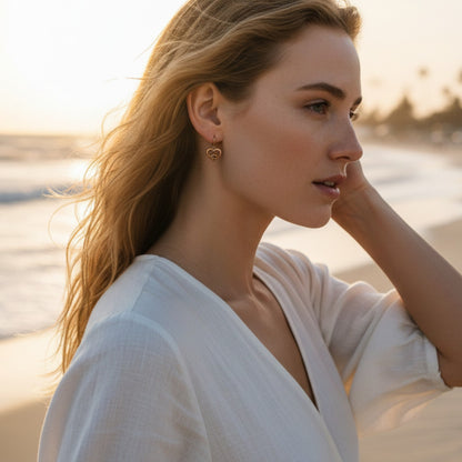 Ocean Wave Heart Drop Earrings – Ocean Wave Heart Collection - Bronze - Big Blue