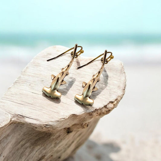 Hammerhead Shark Earrings - Sea life Collection - Bronze, Boho - Big Blue