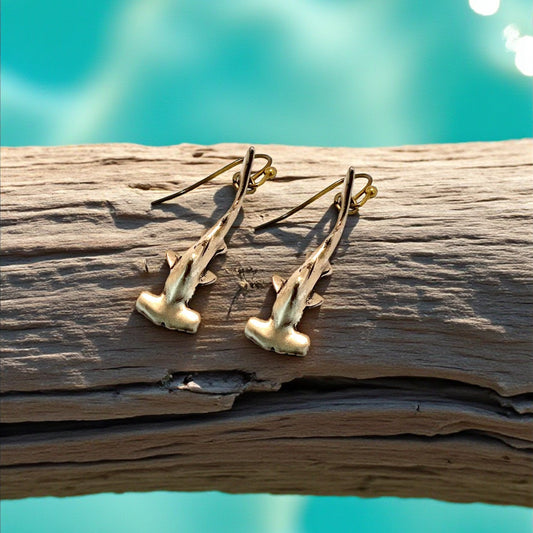 Hammerhead Shark Earrings - Sea life Collection - Bronze, Boho