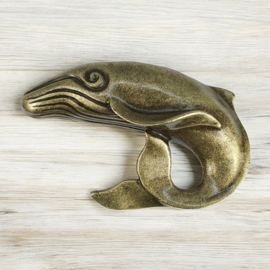 Whale Drawer Pulls and Knobs- Whale Handle, Nautical Pull, Coastal Drawer Pull, Sea Life Cabinet Knob, Ocean Drawer Pulls, Nickel and Brass Whale Knob - Big Blue