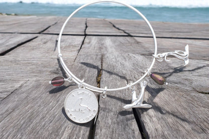 Sea Lion Bracelet, Sea Lion Bangle Bracelet, Sea Lion Charm Bracelet, Adjustable Sea Lion Bracelet, Expandable Bangle Bracelet with Sea Lion Charms - Big Blue
