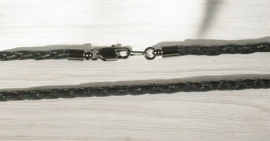 3mm Black Smooth Cotton Cord with Hematite Finish Ends - Big Blue