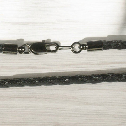 3mm Black Smooth Cotton Cord with Hematite Finish Ends - Big Blue