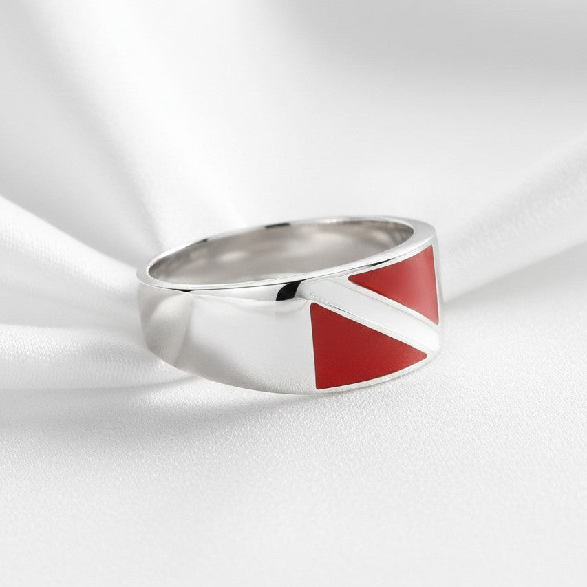Scuba Diver Flag Ring – Diver´s Collection - Sterling Silver Band - Big Blue