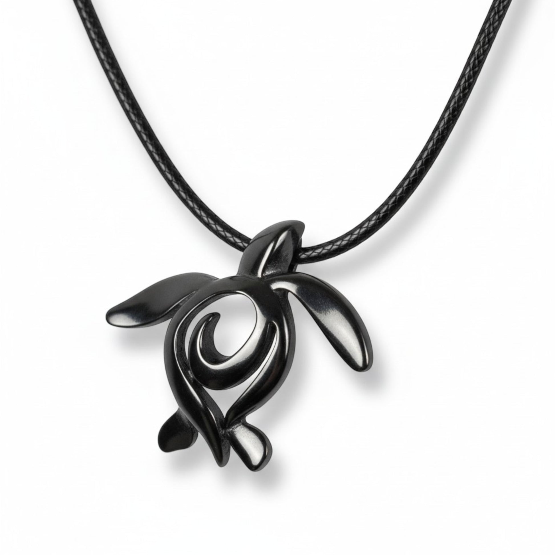 Turtle Necklace – Ocean Traveler "Honu" Collection – Jet Black Pewter Pendant - Big Blue