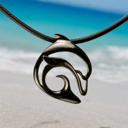 Dolphin Necklace for Men and Women- Black Dolphin Pendant for Men, Black Dolphin Charm, Dolphin Jewelry for Women, Jet Black Jewelry - Big Blue