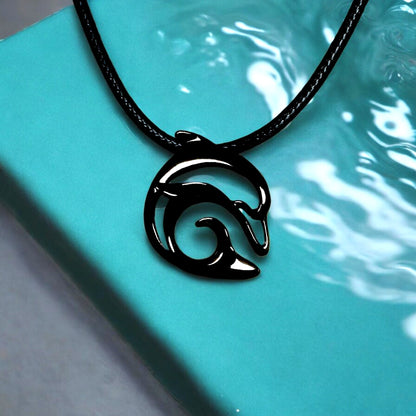 Dolphin Necklace for Men and Women- Black Dolphin Pendant for Men, Black Dolphin Charm, Dolphin Jewelry for Women, Jet Black Jewelry - Big Blue