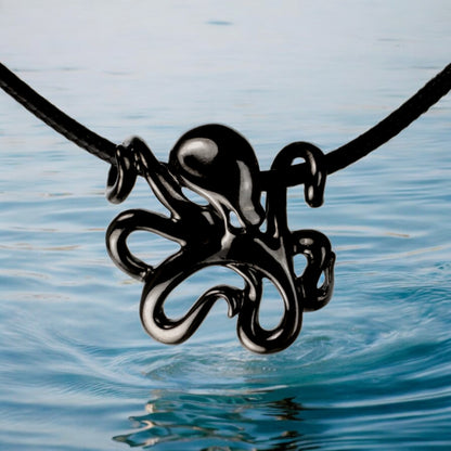Octopus Necklace for Women and Men- Octopus Necklace Black, Black Octopus Jewelry, Gifts for Octopus Lovers, Sea Life Jewelry, Black Octopus Charm - Big Blue
