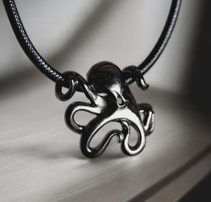 Octopus Necklace for Women and Men- Octopus Necklace Black, Black Octopus Jewelry, Gifts for Octopus Lovers, Sea Life Jewelry, Black Octopus Charm - Big Blue