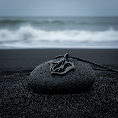 Stingray Pendant Necklace – "Ray" - Jet Black Finish - Big Blue