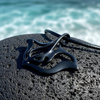 Stingray Pendant Necklace – "Ray" - Jet Black Finish - Big Blue