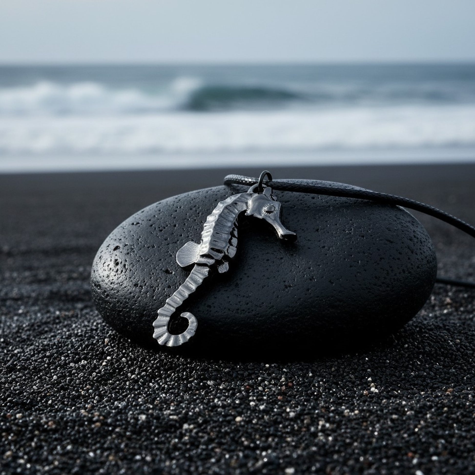 Seahorse Pendant – Sea Life Collection – Jet Black Finish - Big Blue