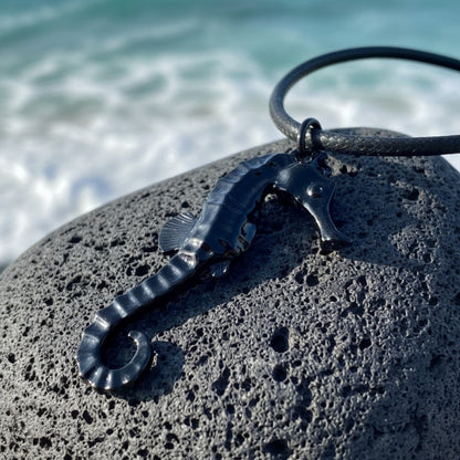 Seahorse Pendant – Sea Life Collection – Jet Black Finish - Big Blue