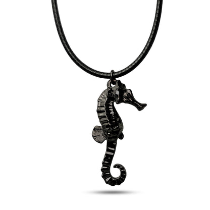Seahorse Pendant – Sea Life Collection – Jet Black Finish - Big Blue