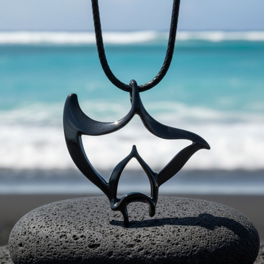 Manta Ray Pendant Necklace – "Big Ray" - Jet Black Finish