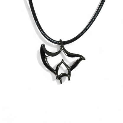 Manta Ray Pendant Necklace – "Big Ray" - Jet Black Finish - Big Blue