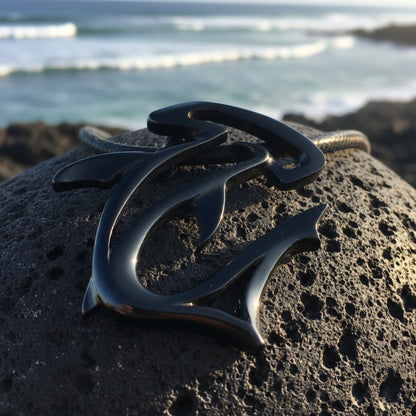 Hammerhead Shark Pendant Necklace – "The Hammer" - Jet Black Finish - Big Blue